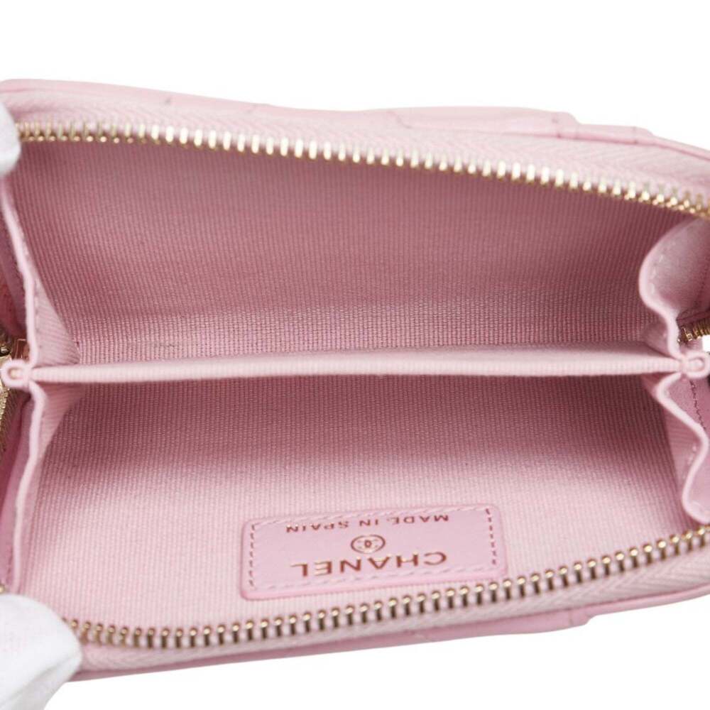 CHANEL Authentic Pink Lambskin Leather Logo Wallet - Picture 6 of 10